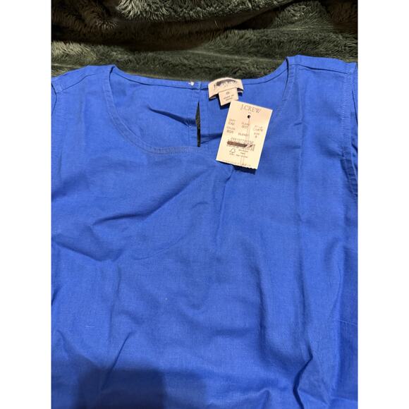 NWT J.Crew Embroidered trim shell Blue Sleeveless Tank Size Small Causal Linen - Picture 5 of 9